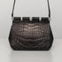 Mini Crossbody <br> Coccodrillo Nero Oro, Struzzo